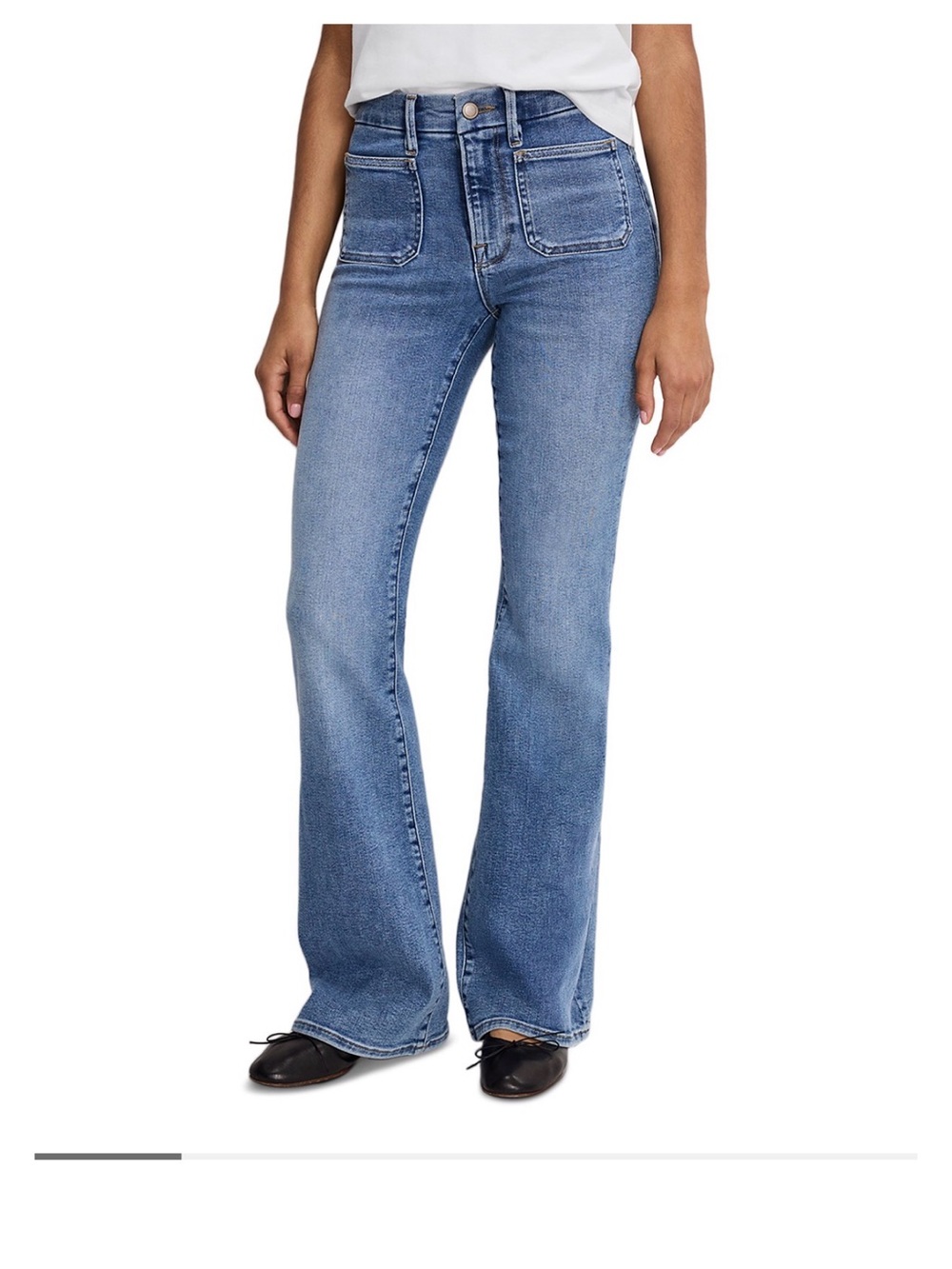 Good American Good Legs Flare Mid-Rise Blue Flare Jeans Waist 30